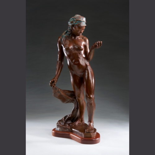 MB-S034B Lost Coin Bronze w/mahogany base $6374 at Hunter Wolff Gallery